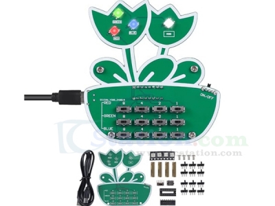 Soldering Practice Kit, RGB Dimmer Light Soldering Learning Kit, Flower Shaped DIY Soldering Project Kit with 3 Colors Electronics Soldering Kit for School Training